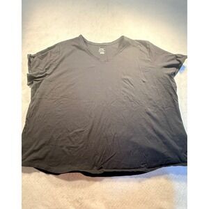 Just My Size Women Black V-Neck Short Sleeve Cotton T-Shirt Plus Size 5X 30W-32W